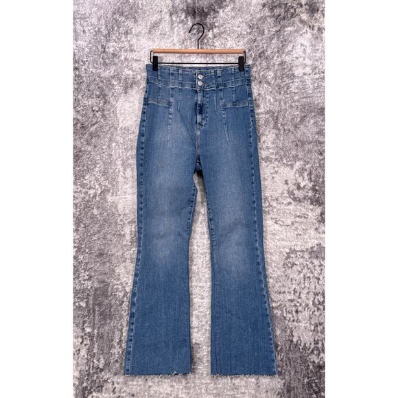 Free People Jeans 29 Womens Jayde High Rise Flare Leg Raw Hem - Picture 1 of 7